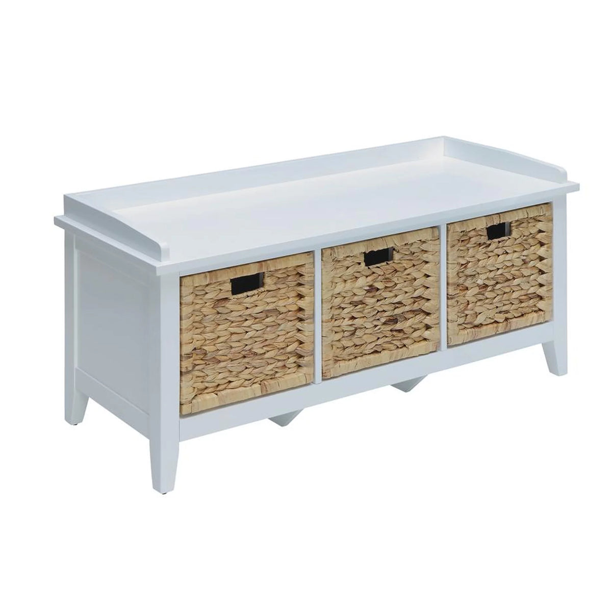 White Rectangular Wooden Storage Bench S7228