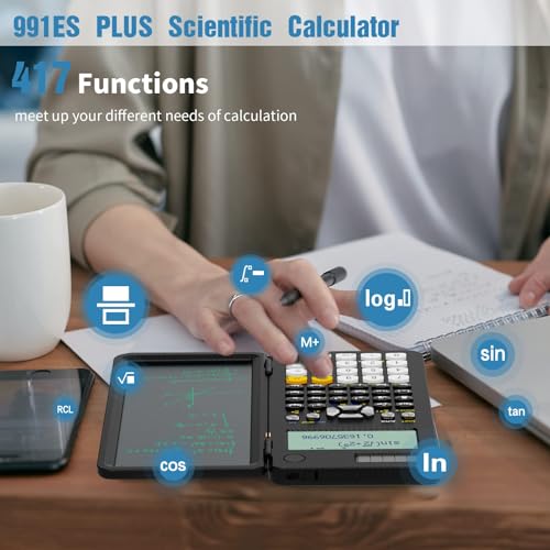 82 MS Foldable 2-Line Display Scientific Calculator with Writing Tablet, Solar and Battery Powered H538086