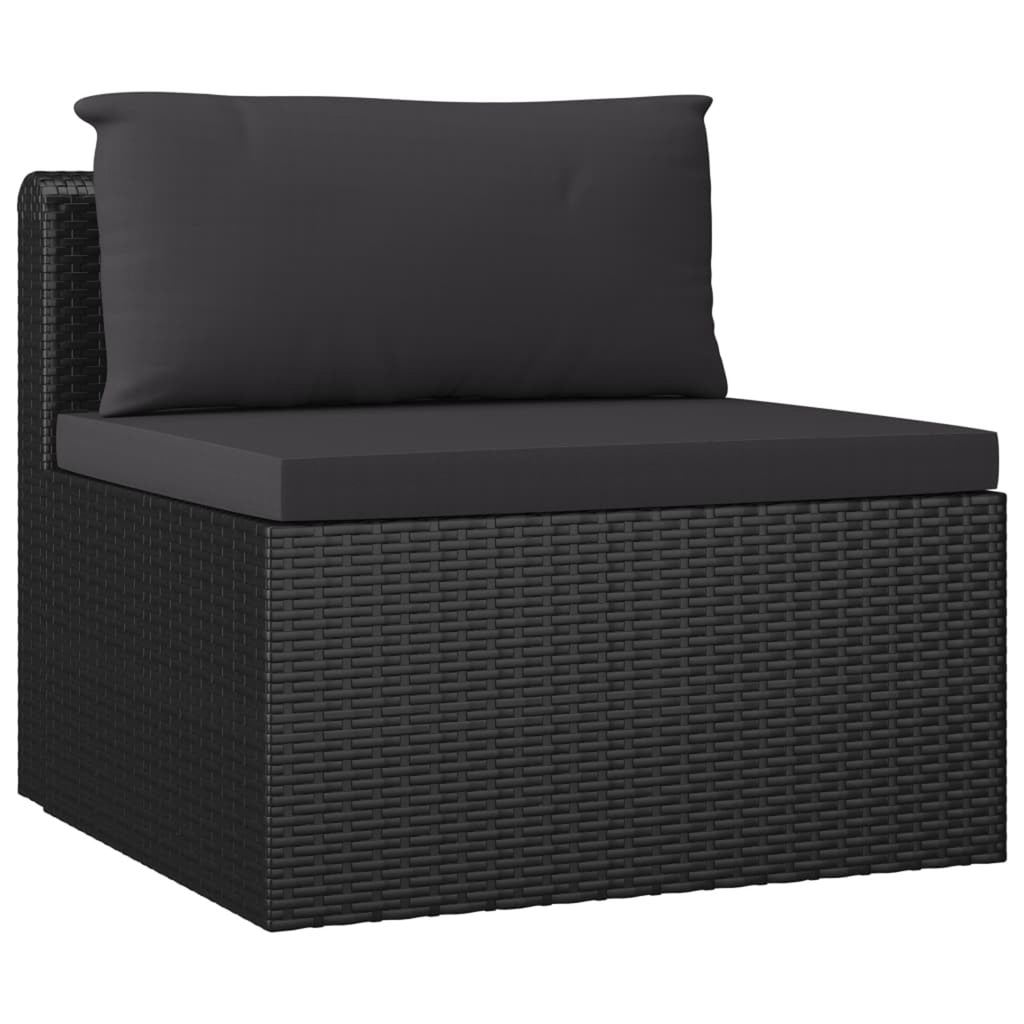 3 Piece Black Poly Rattan Sectional Sofa Set E8422