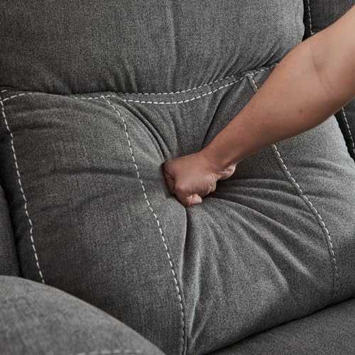 Grey Fabric Power Reclining Sectional Sofa with Cup Holders and Storage Console M5833