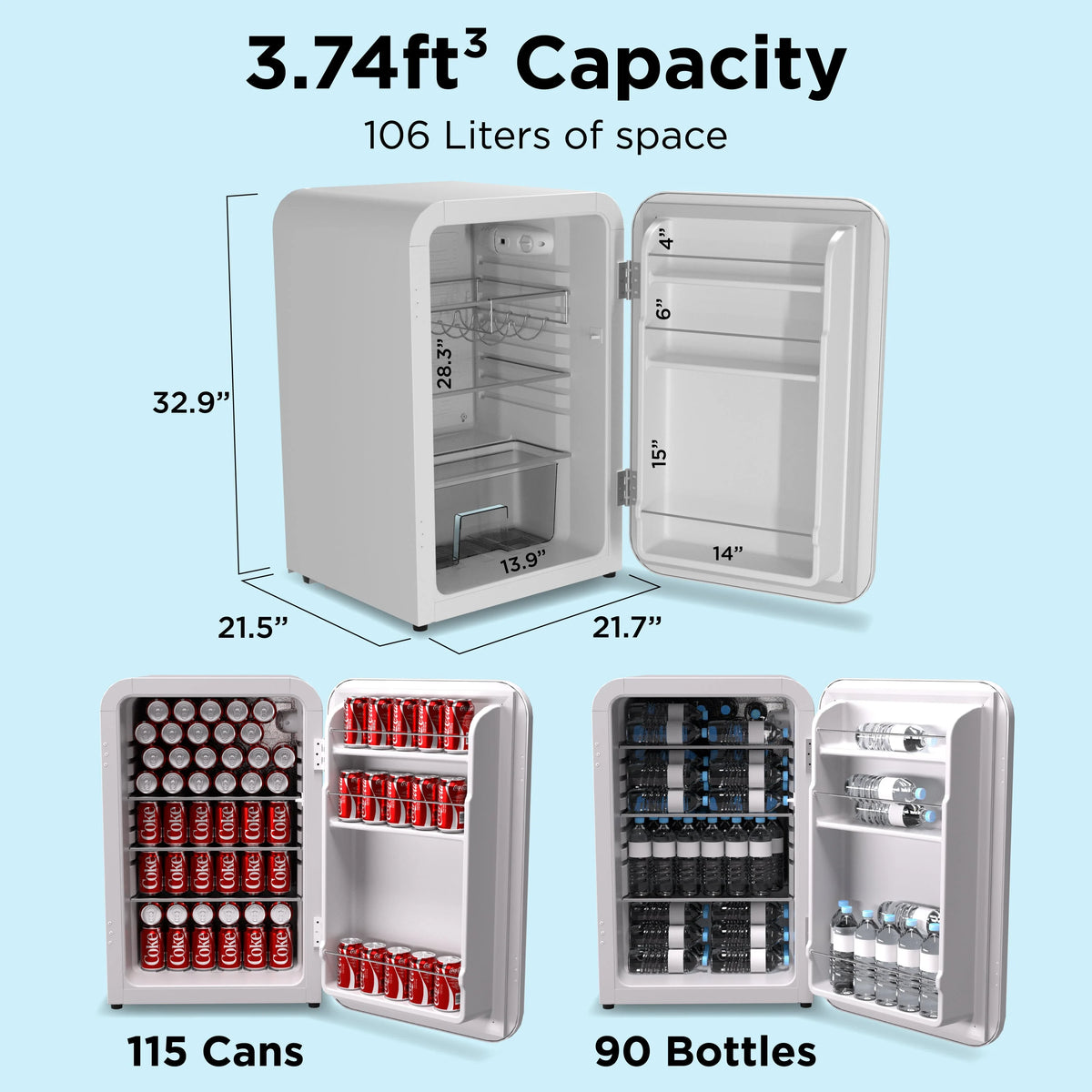 White Freestanding Mini Fridge 3.74Cu.ft. A270348