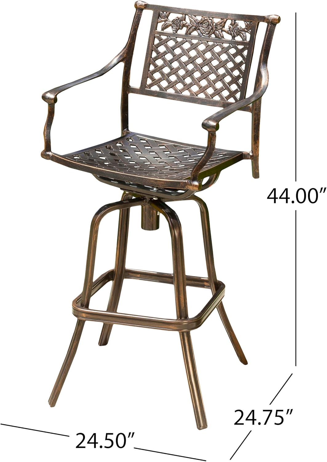 Shiny Copper Cast Aluminum Barstools 2-Pcs Set T408358