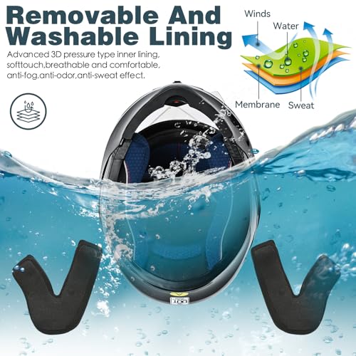 Motorcycle Bluetooth Modular Helmet, DOT Approved Flip Up Full Face Dual Visor Helmet, with Dual Speakers and Microphone E148552