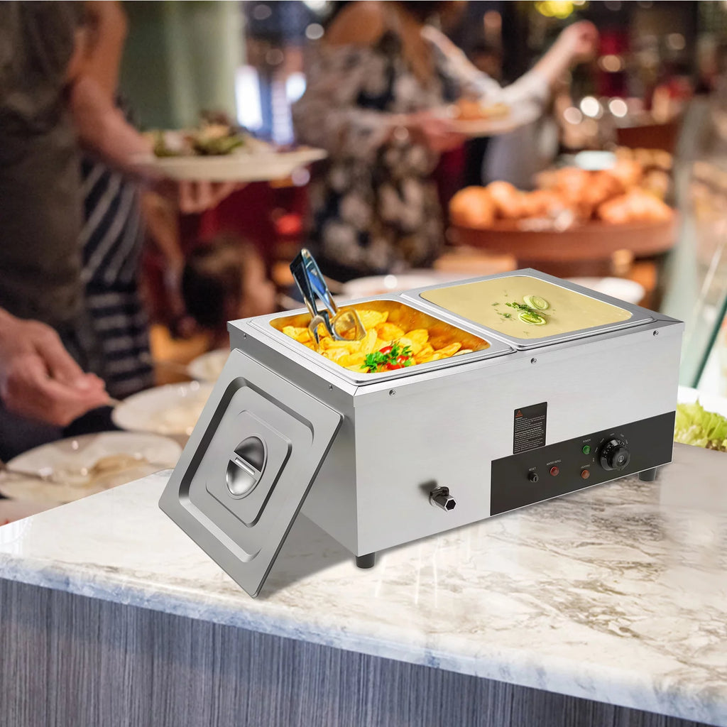 Commercial Electric Food Warmer 2*12Qt Pan J594
