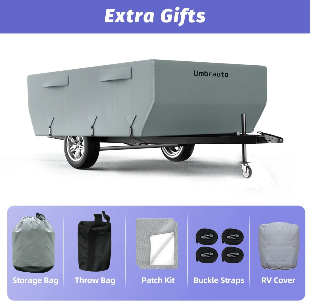 Gray Waterproof Pop Up Trailer Cover for 10' - 12' Trailers S8360