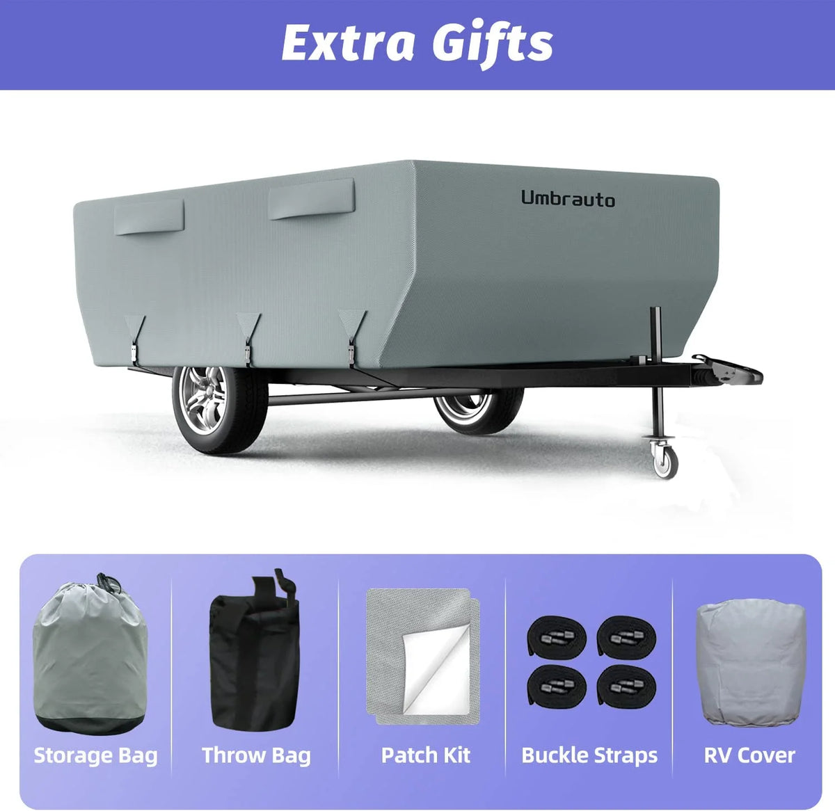 Gray Waterproof Pop Up Trailer Cover for 10' - 12' Trailers S8360