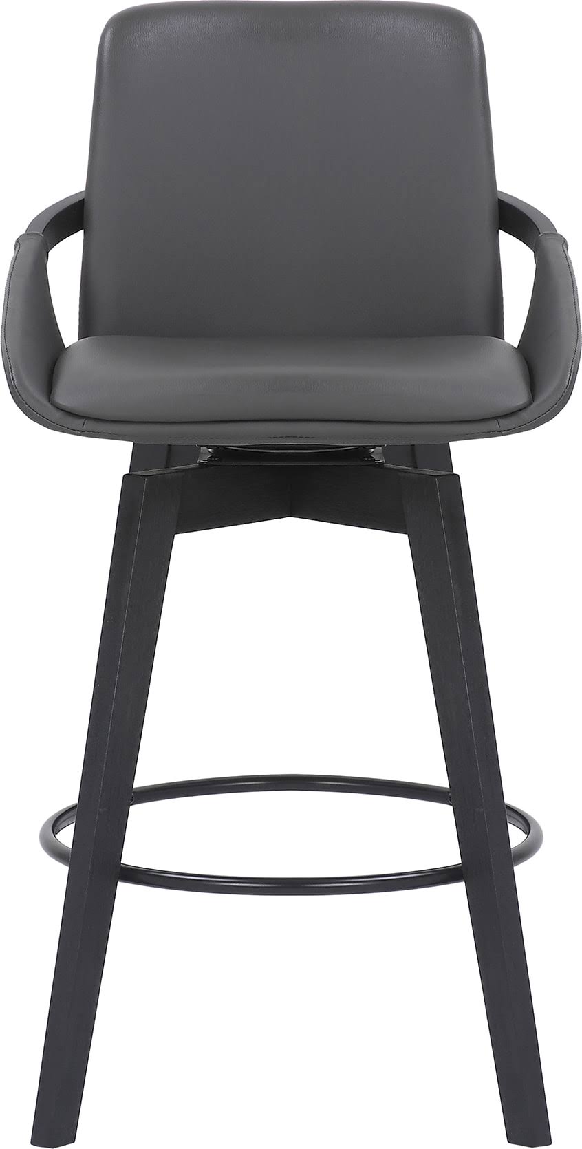 Swivel Wood Bar or Counter Height Stool in Faux Leather A541