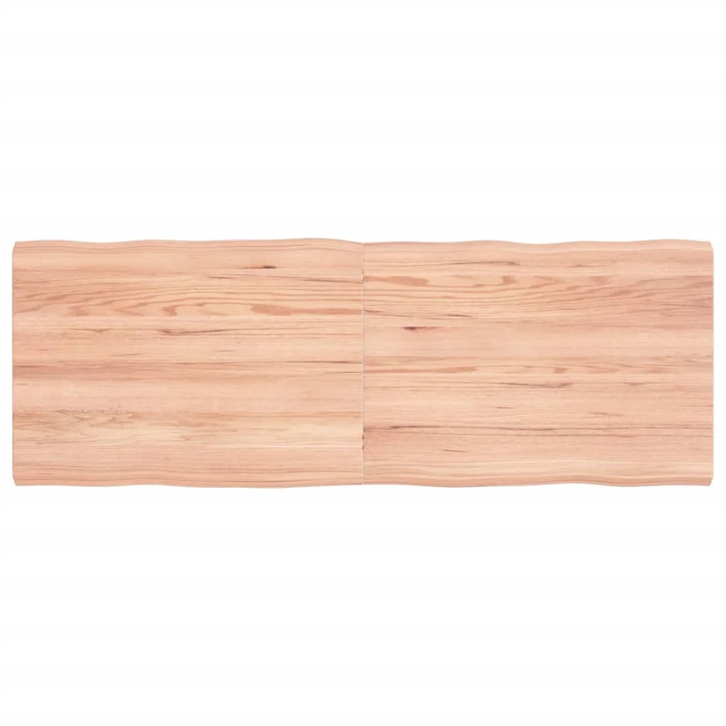 Solid Oak Wood Table Light Brown Live Edge Y856714