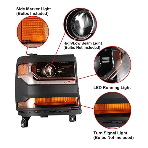 Chrome Projector Headlight Assembly with LED Sequential Turn Signal 1 Pair K889