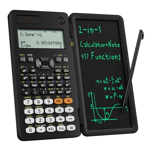 82 MS Foldable 2-Line Display Scientific Calculator with Writing Tablet, Solar and Battery Powered H538086