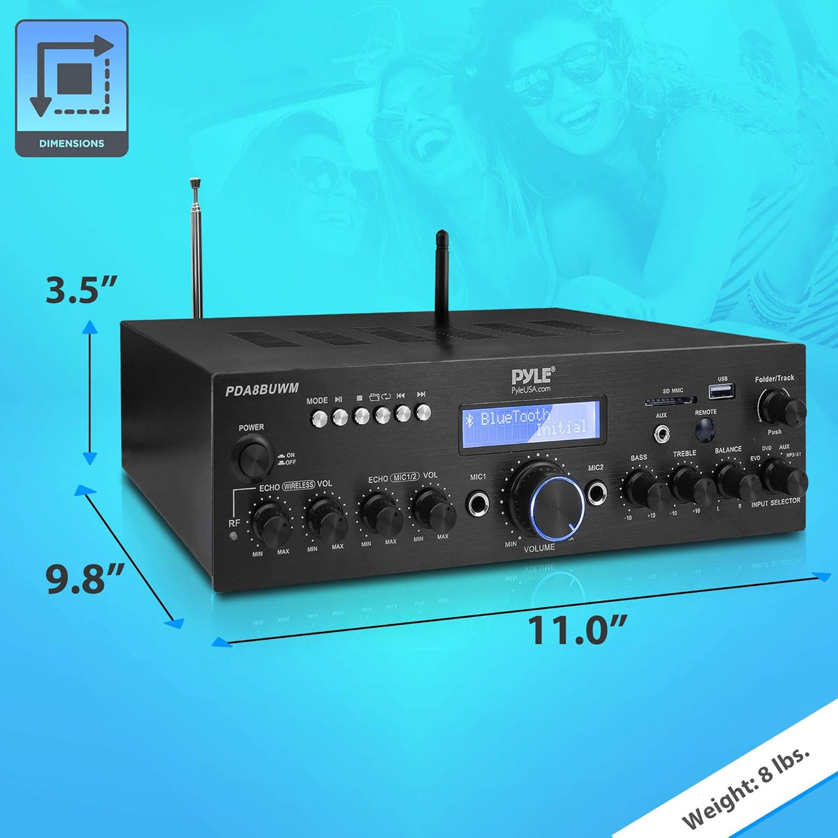 200W Dual Channel Wireless Microphone Power Amplifier System C221076
