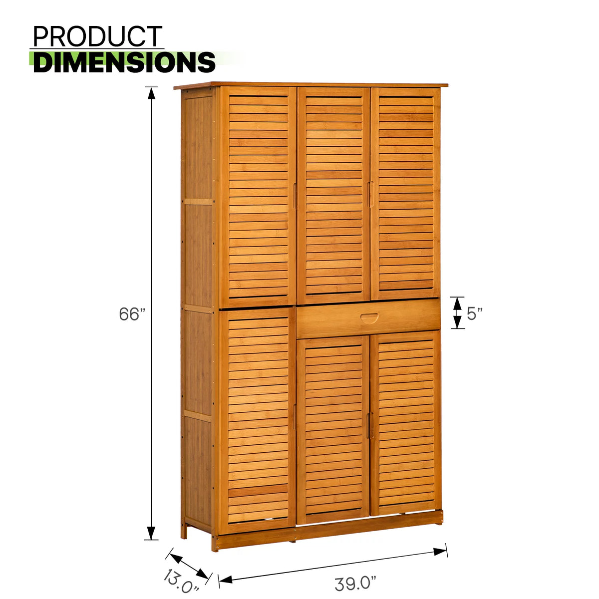 Bamboo 10 Tiers 1 Drawer Shoes Cabinet with Shutter Doors P71160