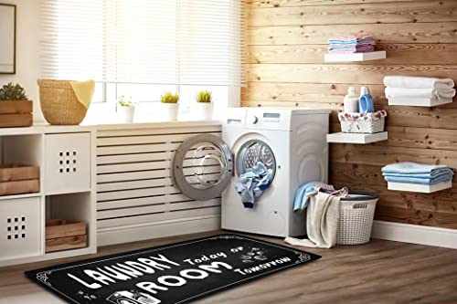 Non Slip Large Laundry Rug 20x47inch Black W24577