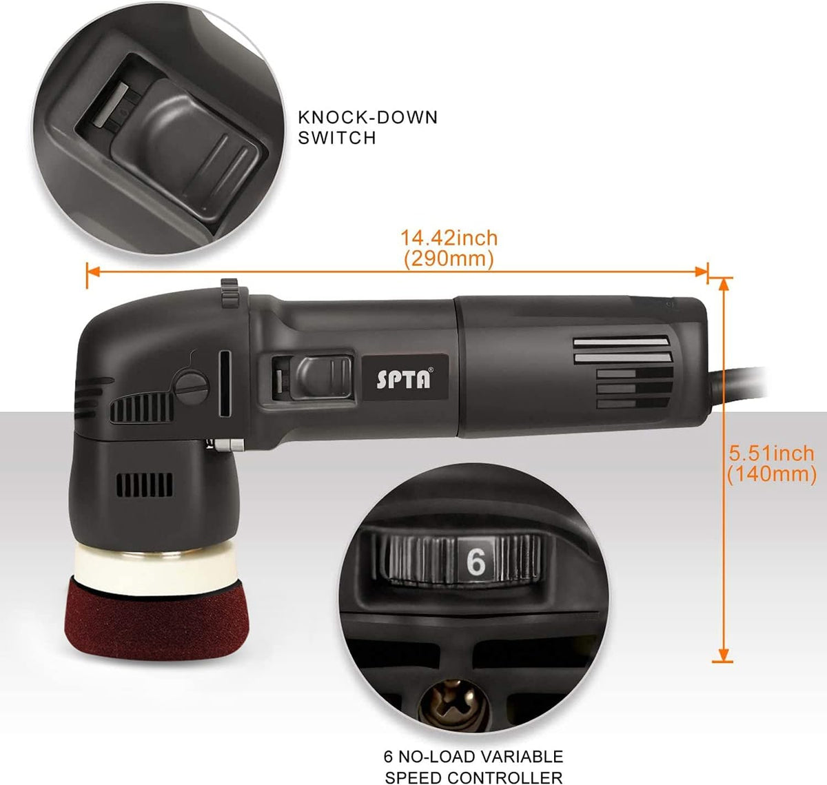 Orbital Dual Action Polisher 3 Inch 780W with DA Polishing Pads H852641