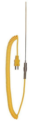 Type-K Thermocouple Probe, 8 inch L x 0.0625 inch Dia, Grounded Junction, 5 Feet Cable A13666