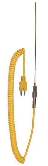 Type-K Thermocouple Probe, 8 inch L x 0.0625 inch Dia, Grounded Junction, 5 Feet Cable A13666