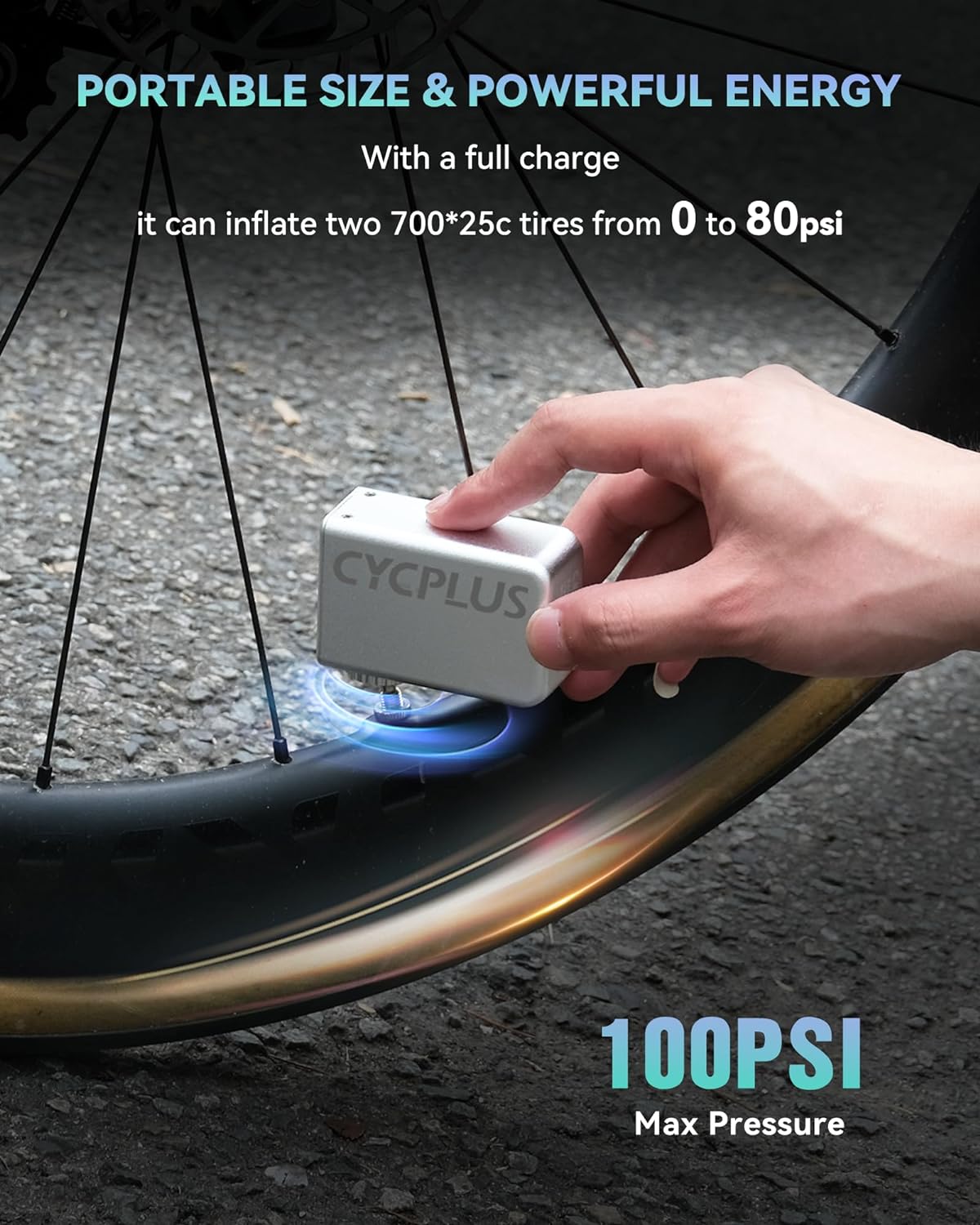Tiny Portable Electric Bicycle Pump with Type-C Rechargeable Battery K920302