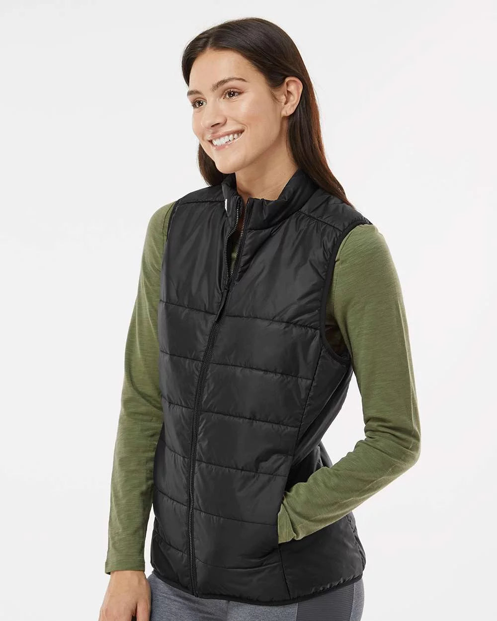 Women's Grey Puffer Vest D8286