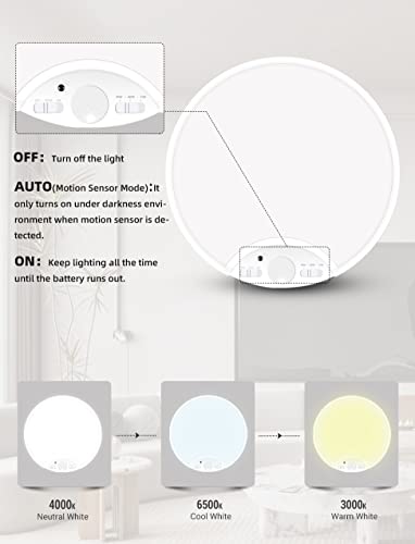 2 Pack Rechargeable Battery Powered LED Ceiling Light B4716