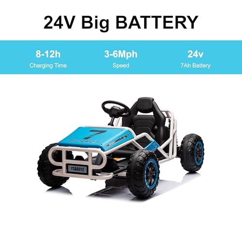 Blue Electric Go Kart with Metal Frame S73322
