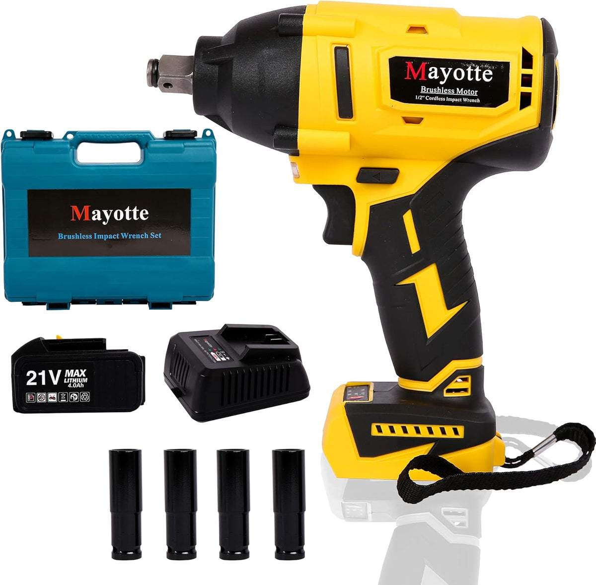 Cordless Brushless 1/2 inch Impact Wrench Kit 21V 460 Ft-lbs T708546