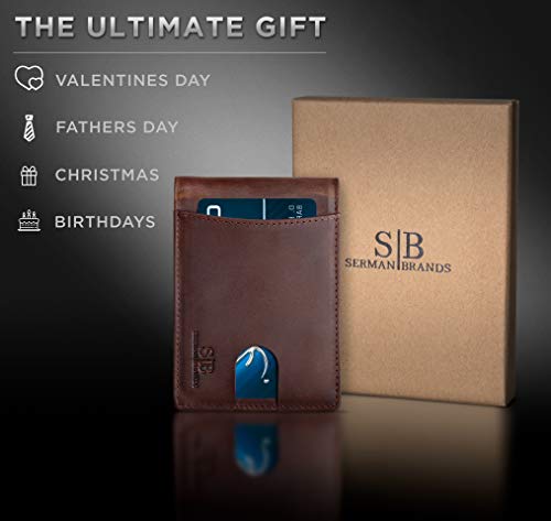 RFID Blocking Slim Bifold Genuine Leather Front Pocket Wallets with Money Clip P559