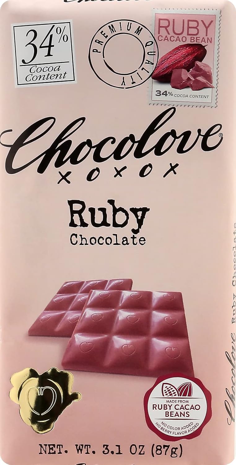 Ruby Cacao 34% Chocolate Bar, 3.1 Ounce Z591848