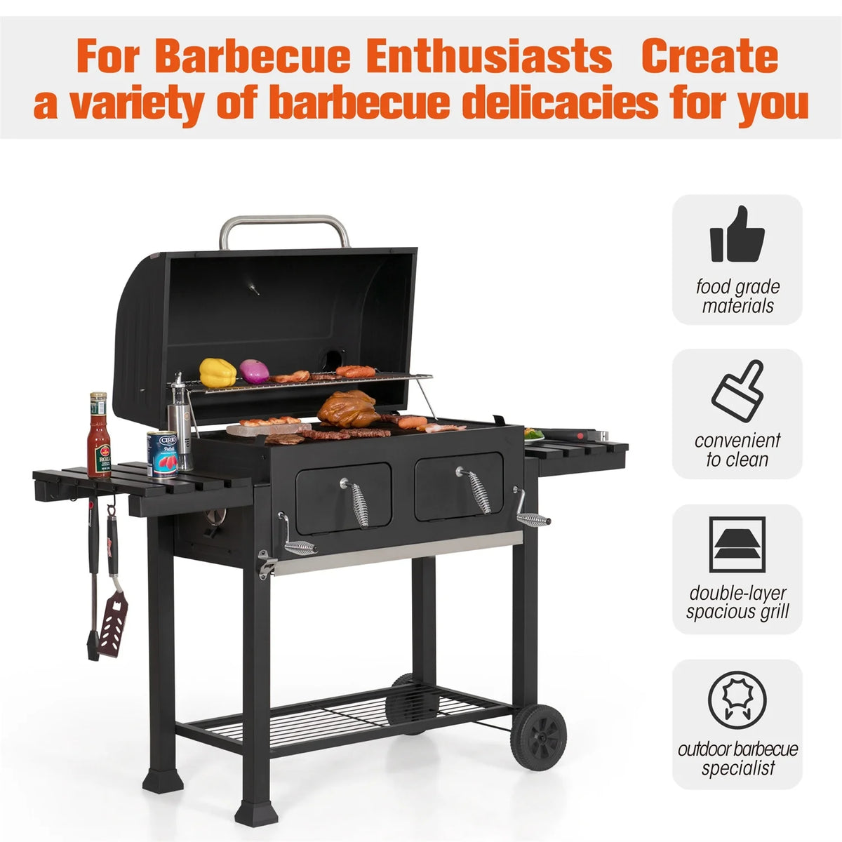 Charcoal Grill Extra Large Portable BBQ Grill L165462
