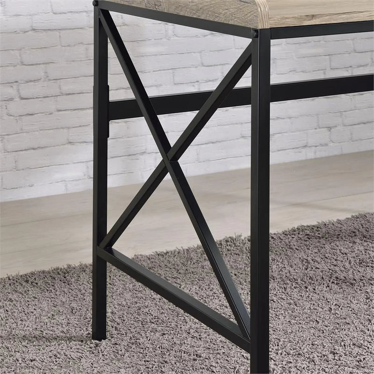 Gray Wood and Black Metal Desk with USB Port M7180