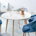 Round Italian Carrara Bar Height Solid Wood Dining Table Q421001