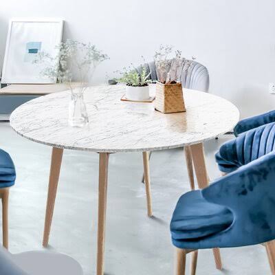 Round Italian Carrara Bar Height Solid Wood Dining Table Q421001
