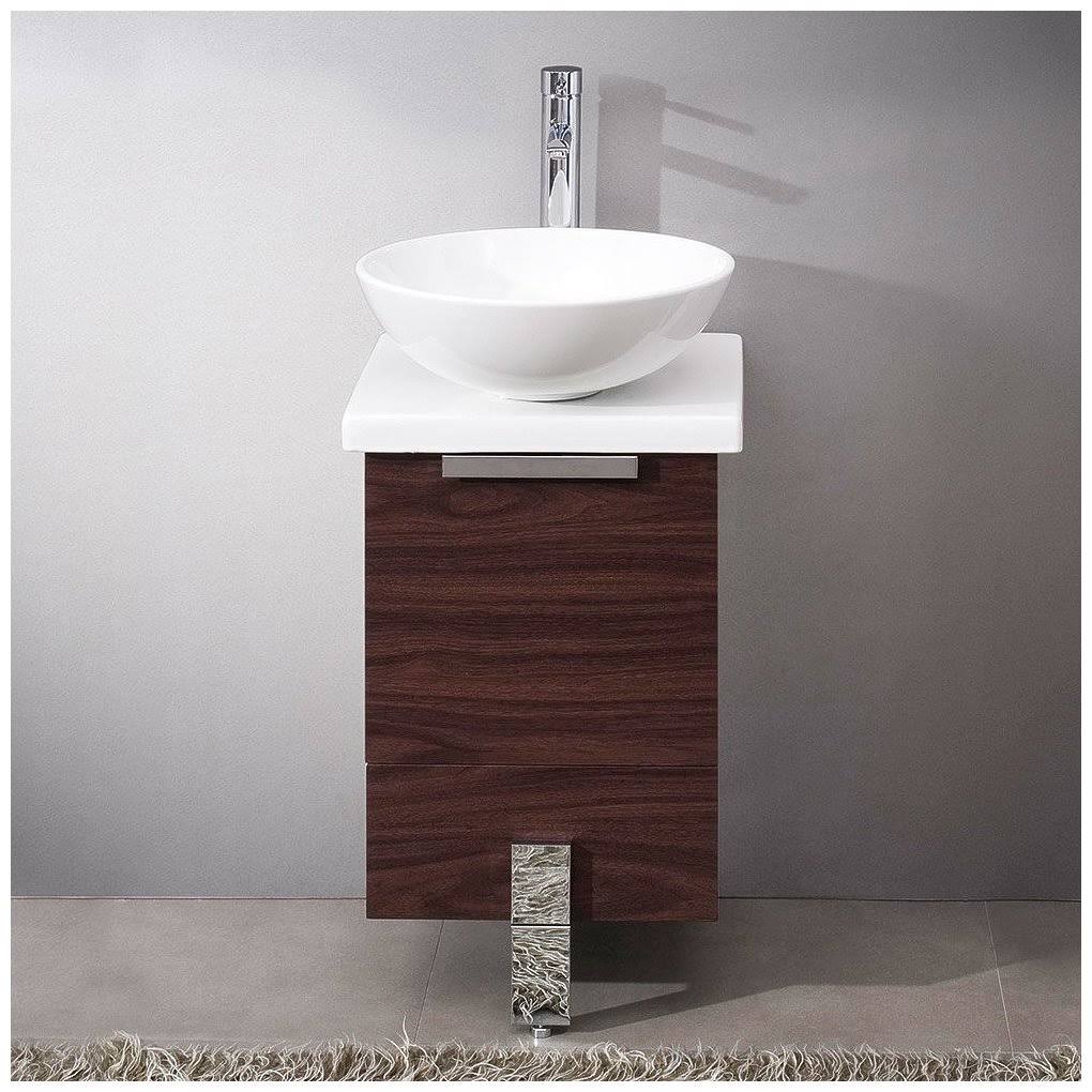 16x22 Dark Walnut Bathroom Cabinet with Top and Vessel Sink N88963