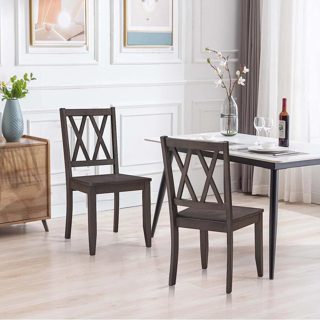 Gray Set of 2 Wooden Dining Chairs U8242