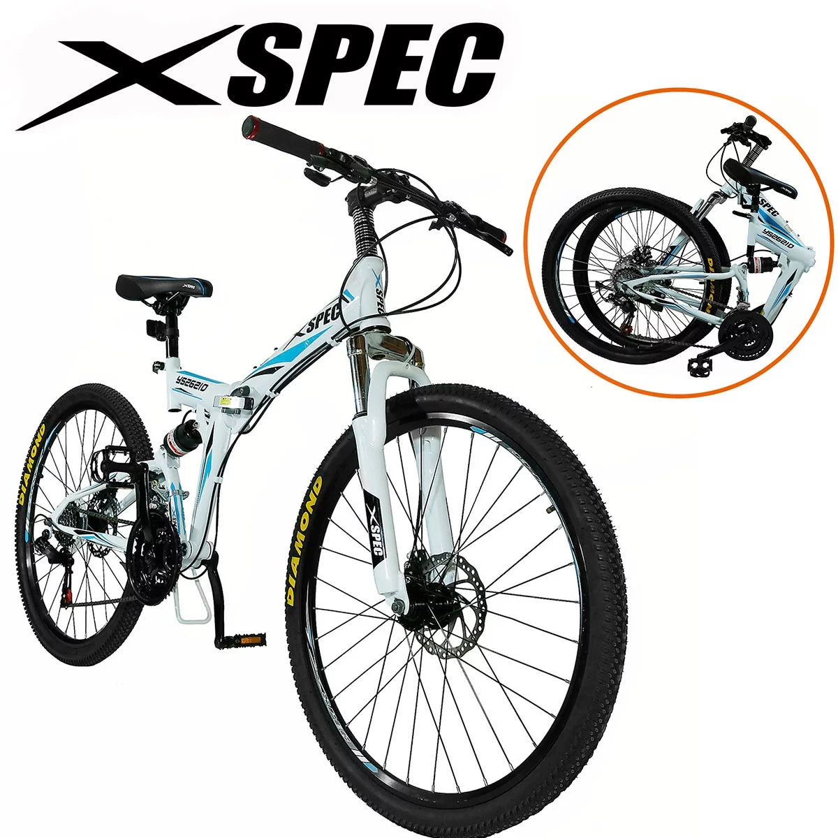 21 Speed Folding Mountain Bike, Black X517827
