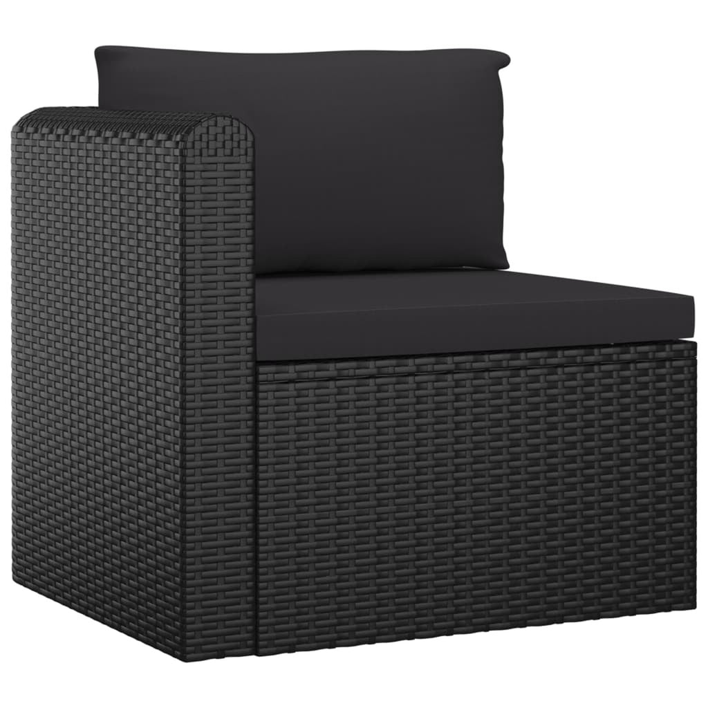 3 Piece Black Poly Rattan Sectional Sofa Set E8422