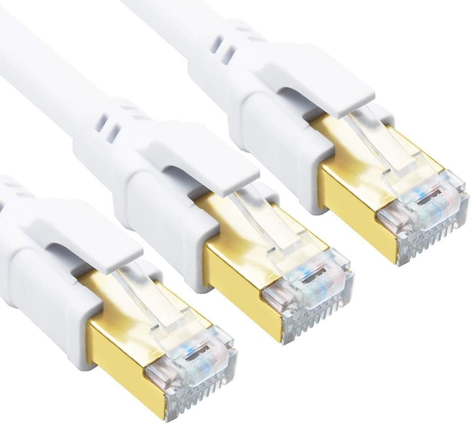 CAT8 Ethernet Cable 15ft 10 Pack Black SFTP 26AWG Gold Plated RJ45 Connector F524