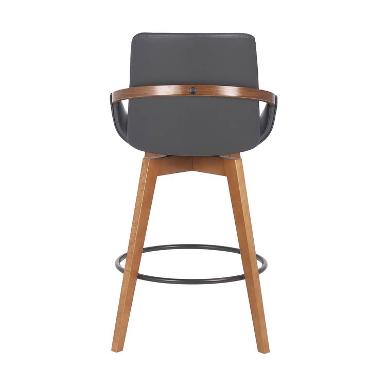 Swivel Wood Bar or Counter Height Stool in Faux Leather A541