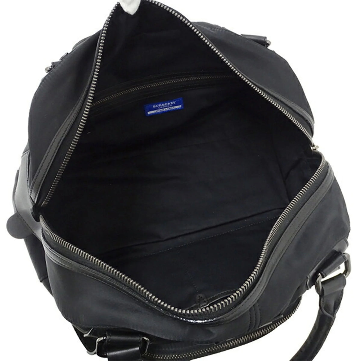 Pre-Owned Nylon Leather Black Boston Bag H675
