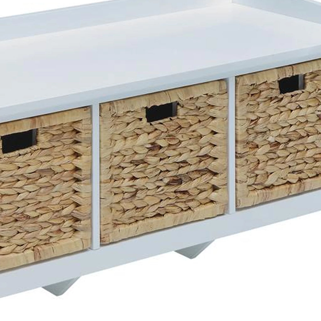 White Rectangular Wooden Storage Bench S7228