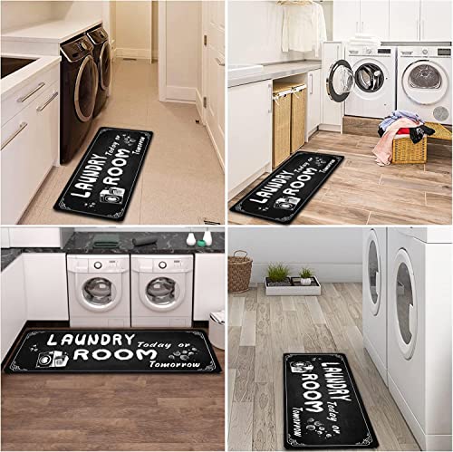 Non Slip Large Laundry Rug 20x47inch Black W24577