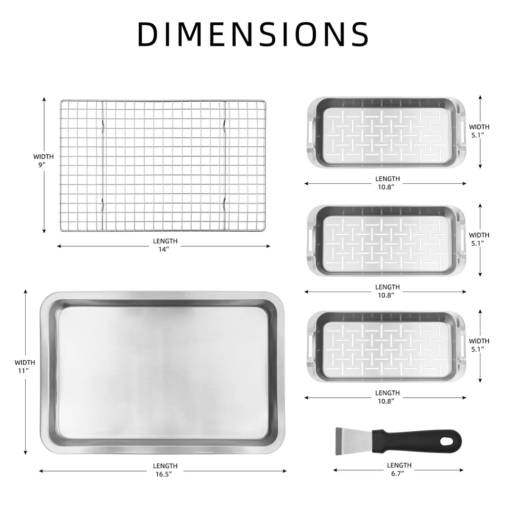 6-Piece Stainless Steel Grill Basket Set with Cooling Rack G76329