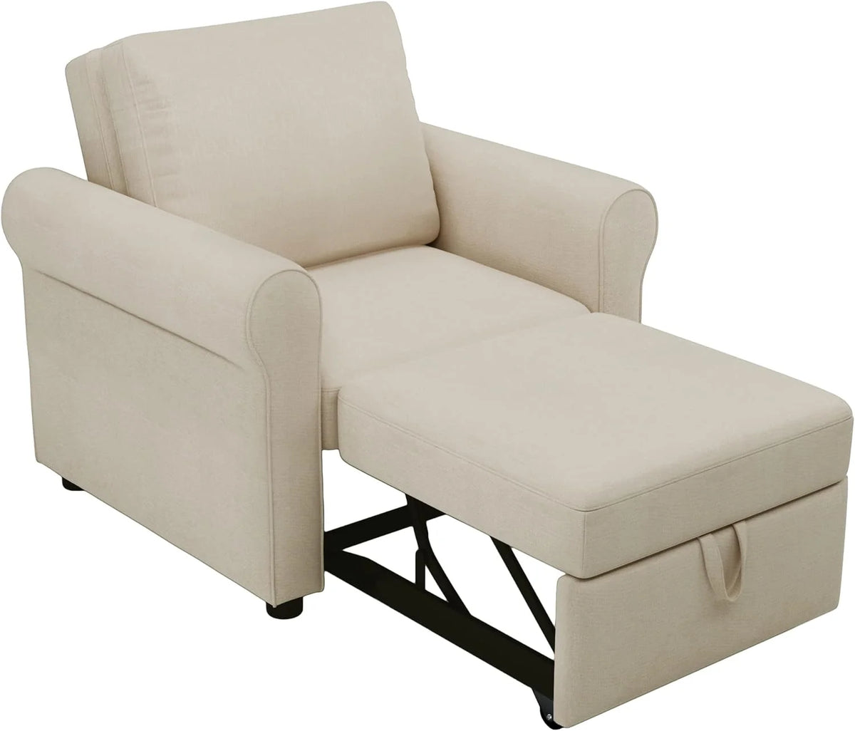 Beige Convertible Sleeper Chair Bed D17857