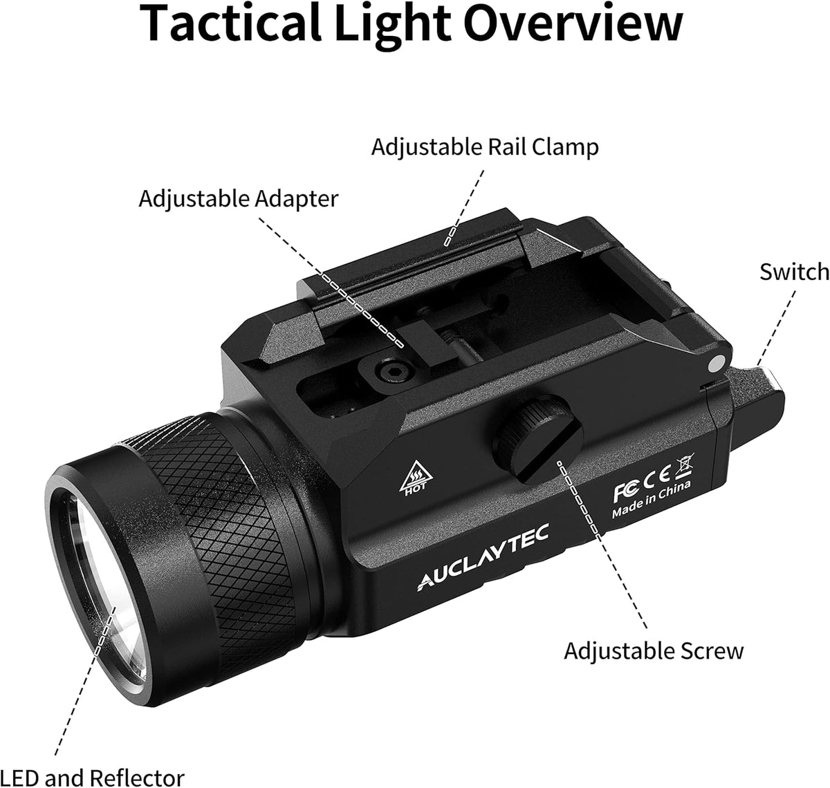 1200 Lumens Mounted Pistol Flashlight with Strobe Mode C402093