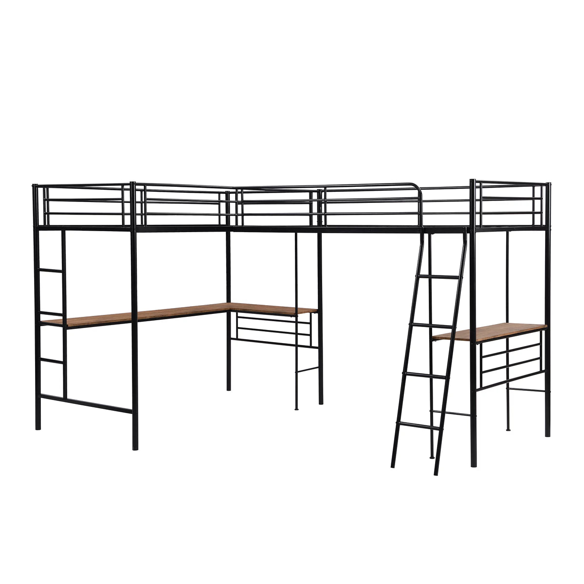 Twin Metal Loft Bed with Desk and Ladders O445298