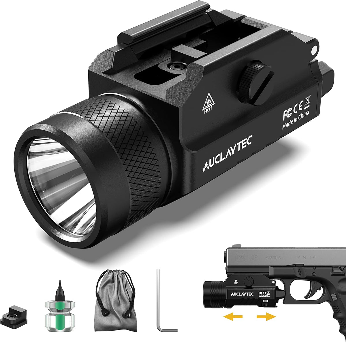 1200 Lumens Mounted Pistol Flashlight with Strobe Mode C402093