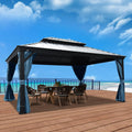 Hardtop Aluminum Gazebo with Mosquito Net and Privacy Sidewalls Z31112