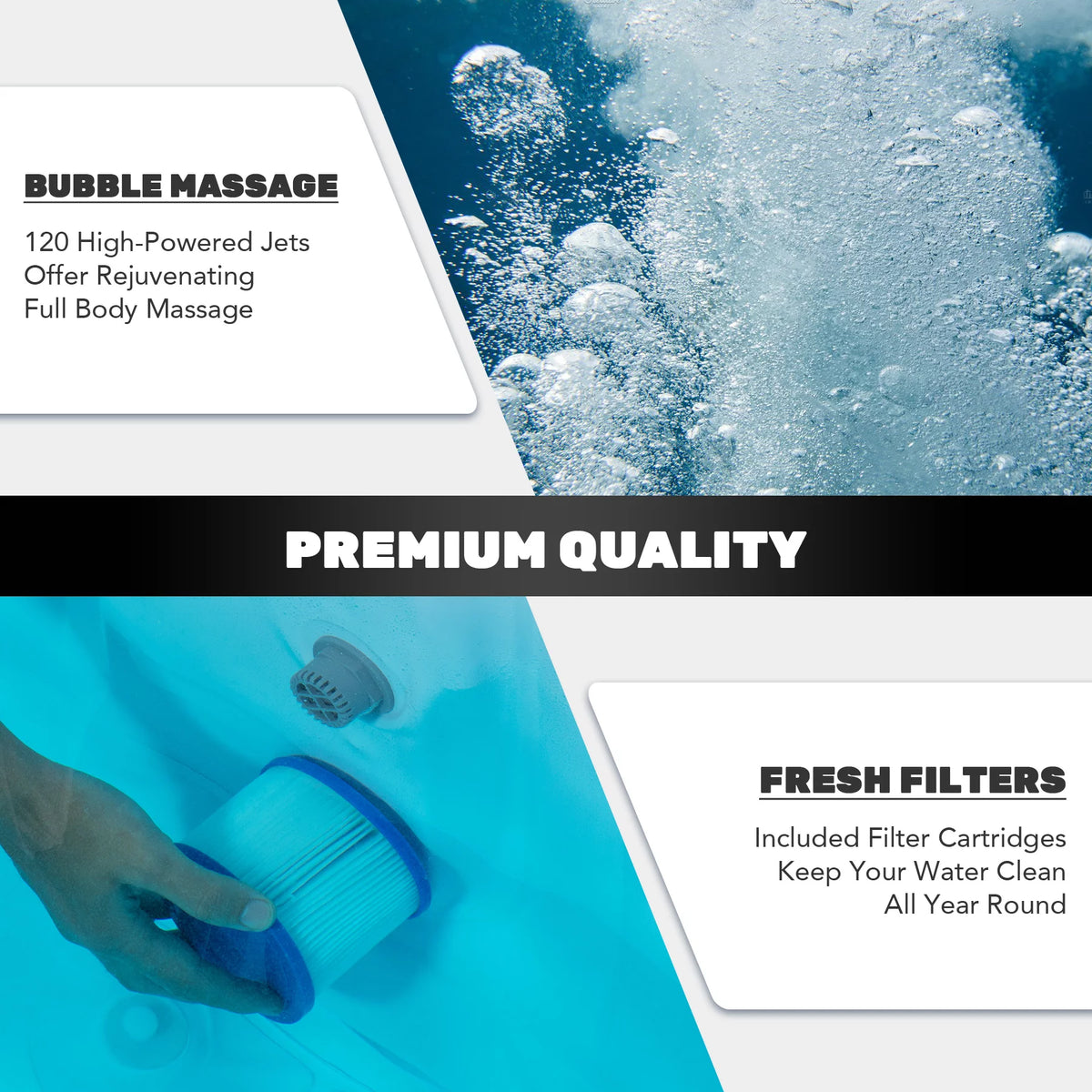 4 Person 6ft Inflatable Hot Tub Pool with Massage Jets S439
