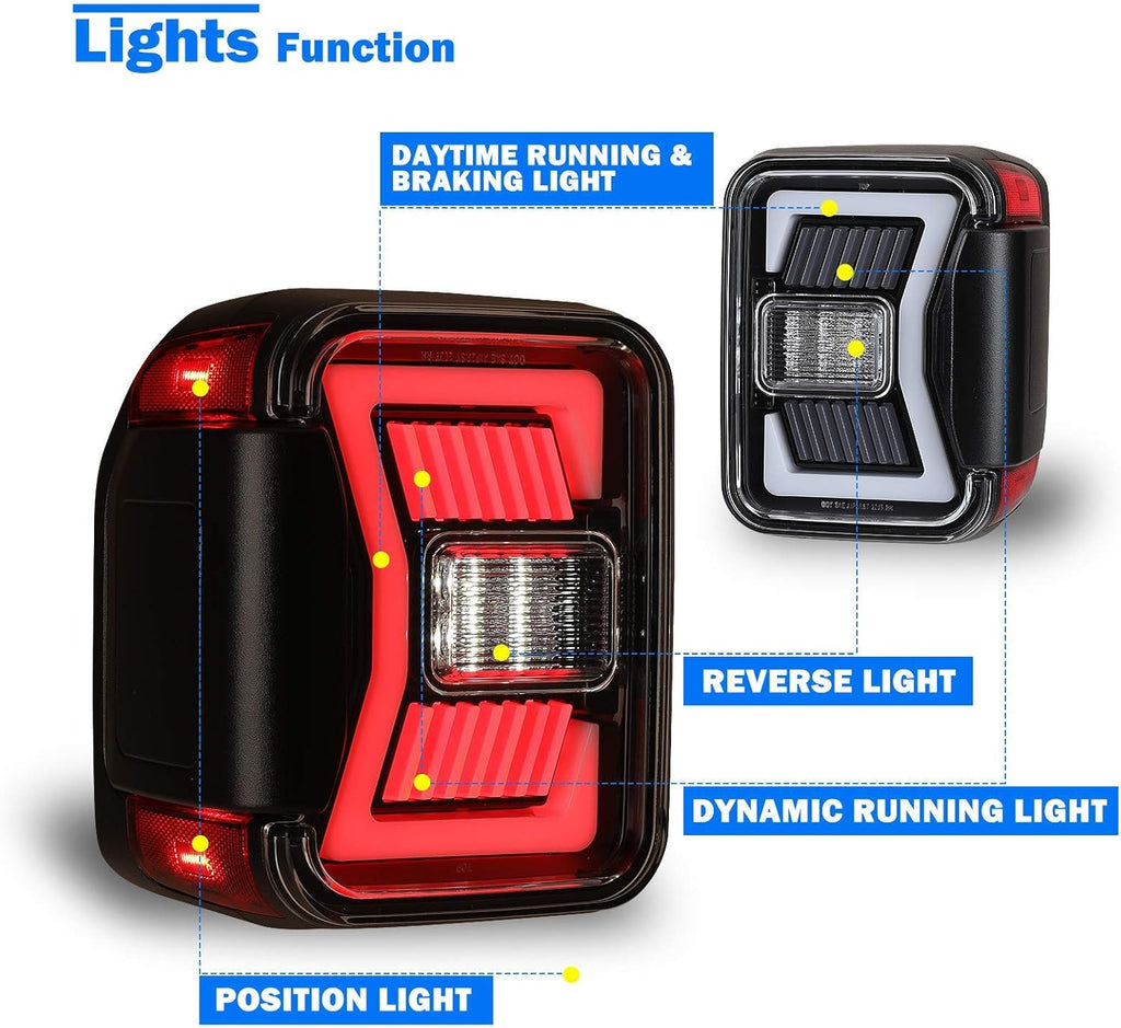 LED Tail Lights Replacement for 2019-2022 Jeep Gladiator Pickup, 1 Pair U61906