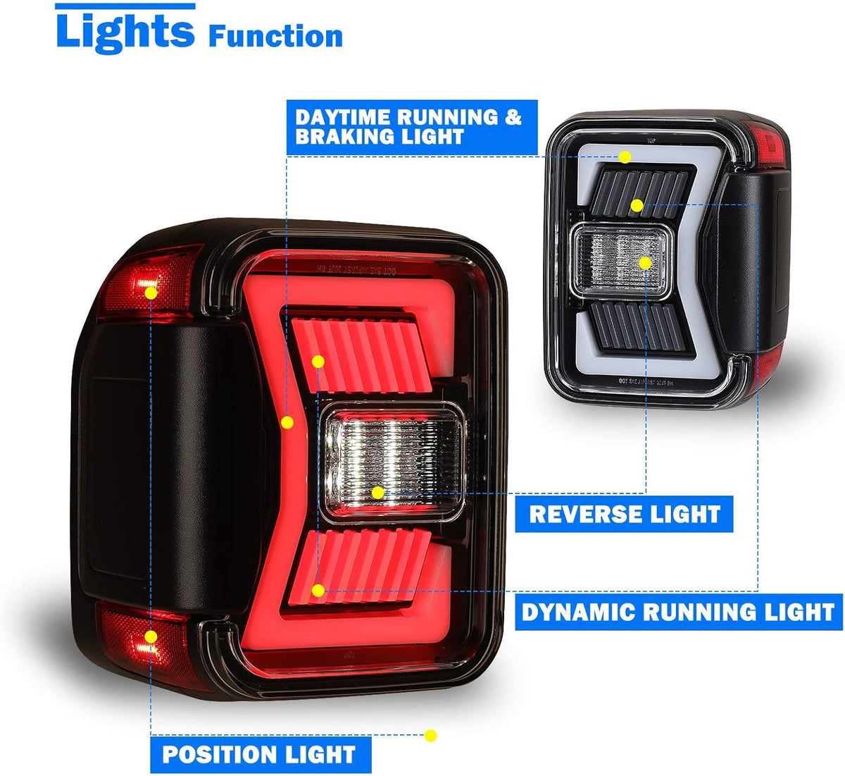 LED Tail Lights Replacement for 2019-2022 Jeep Gladiator Pickup, 1 Pair U61906