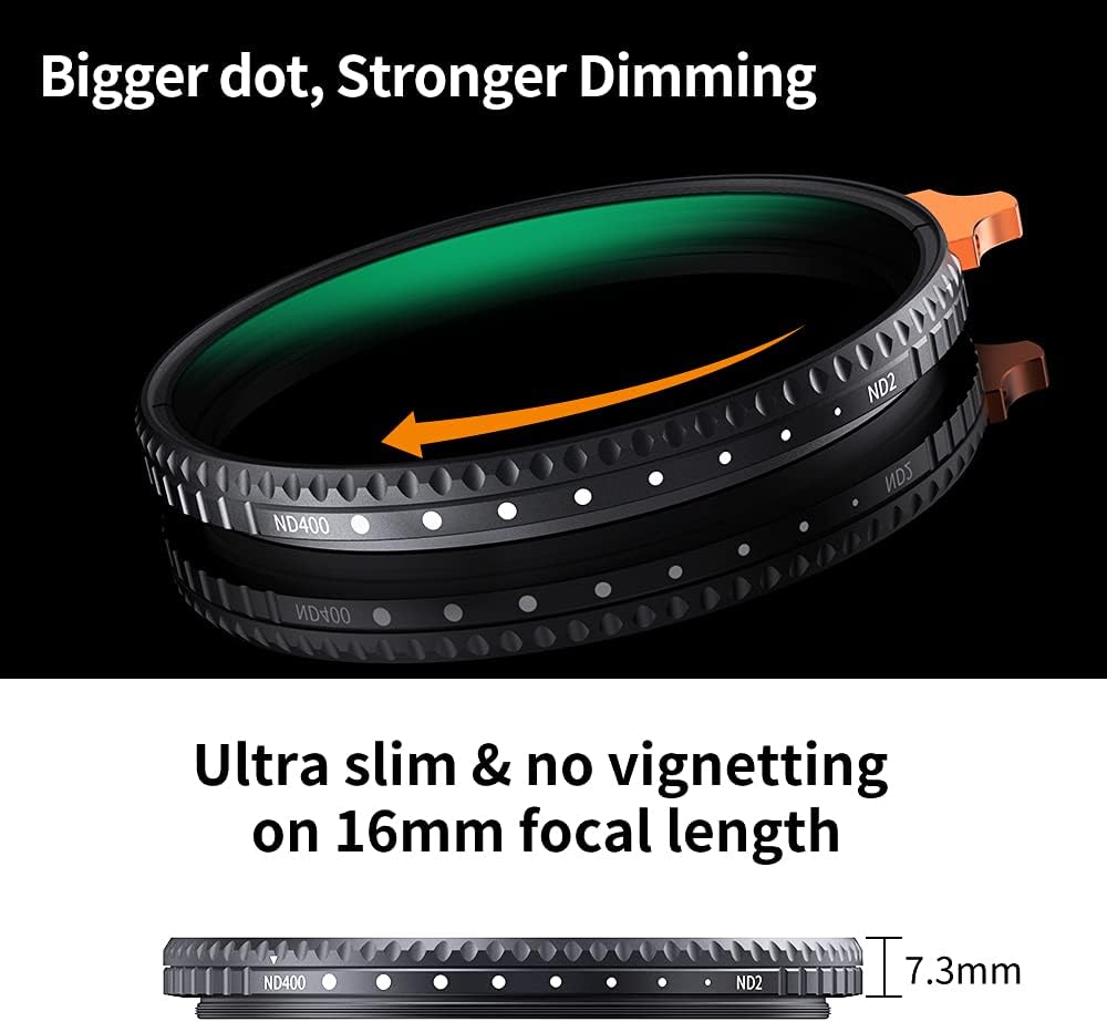 72mm Variable ND Filter ND2-ND400 with Multi-Layer Coatings AGC Glass K456